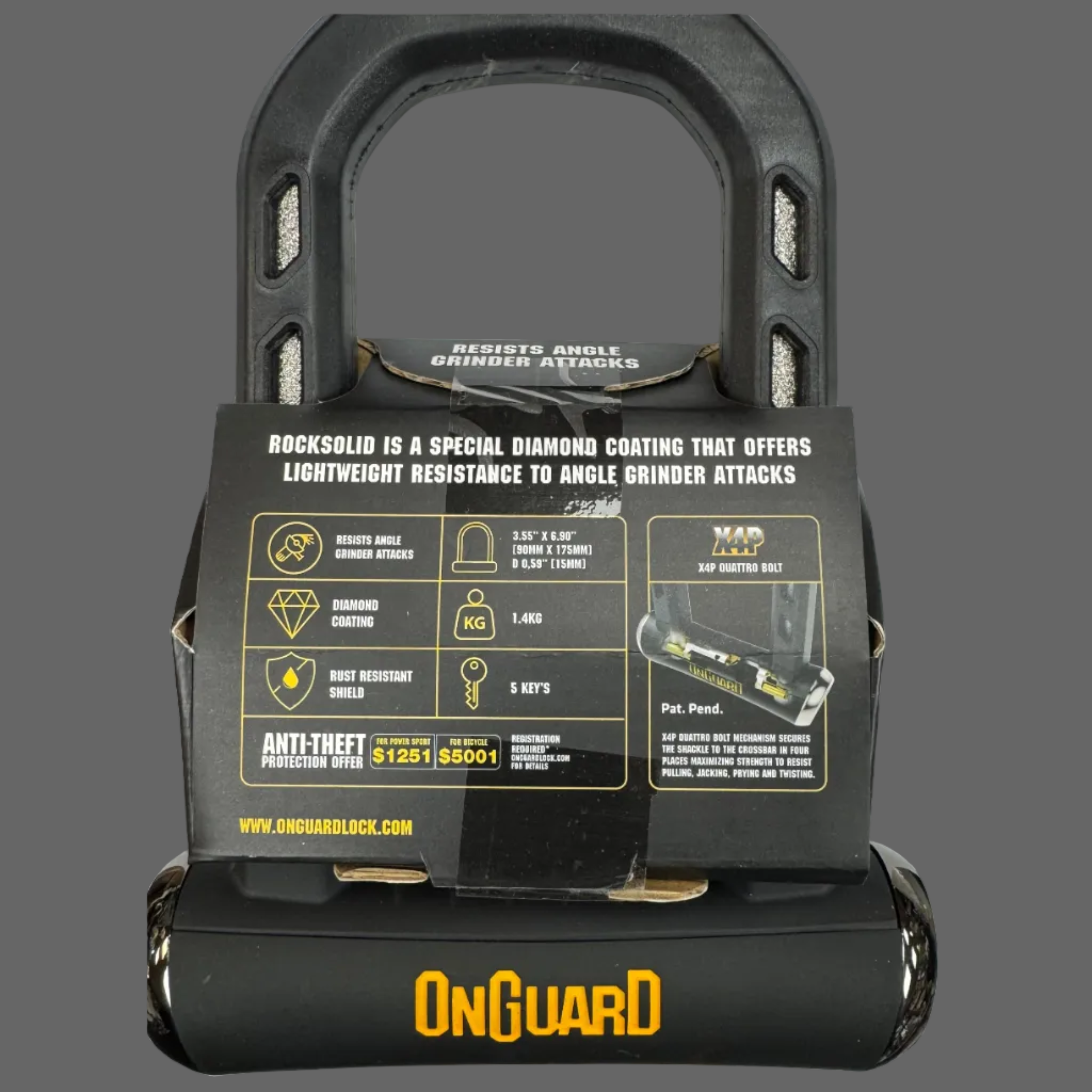 מנעול פרסה מגנום מונע חיתוך בדיסק עד 5 דקות  ONGUARD