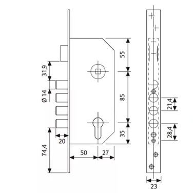 מנעול חבוי תוצרת TESA דגם R200